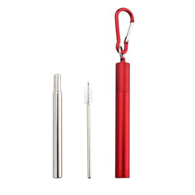 ANAB GI Reusable Straw Collapsible Metal Drinking Straw Portable Straw with case (Red)