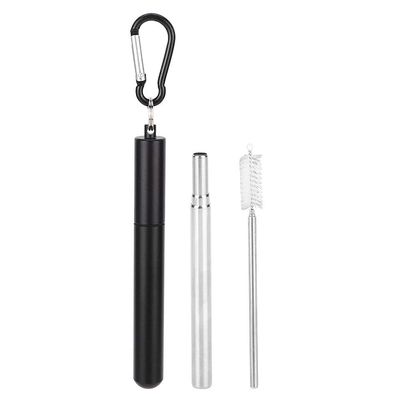 ANAB GI Reusable Straw Collapsible Metal Drinking Straw Portable Straw with case (Black)