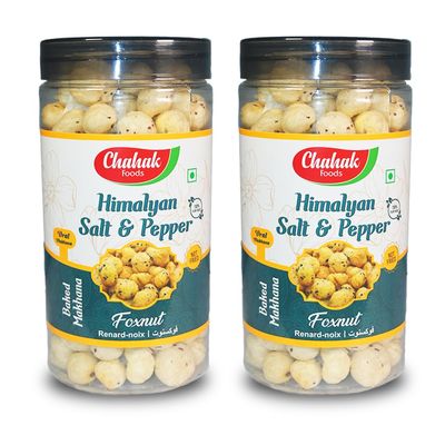 CHAHAK Salt Pepper Roasted & Flavored Makhana/Lotus Seeds/Phool Makhana/Foxnut Fox Nut 80gm Pack of 2