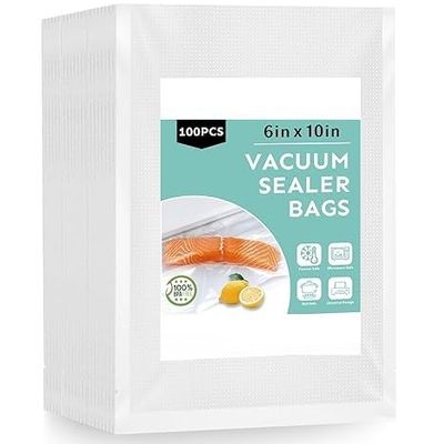 PARYAVARAN BPA Free Pre-cut Bags 17X25 cm 100 Pcs Thickened Embossed Commercial Grade Meal Storage Seal Prep Meal Sous-Vide Cooking Heavy Duty Containers