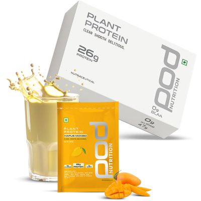 POD NUTRITION Pea Protein Isolate Powder, Hapus Mango | Vegan Plant Protein, No Added Sugar, Dairy Free | 26g Protein/Sachet | Clean & Easy to Digest with Essential Amino Acid