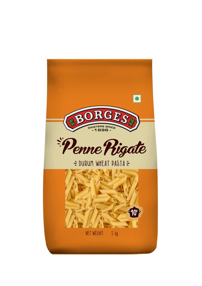 Borges Penne Rigate Durum Wheat Pasta - 1 kg | 100% Durum Wheat| No Maida | Source of Protein & Fiber