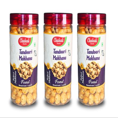 CHAHAK Tandoori Makhana | Baked | Healthy Snacks 80 gm Fox Nut Pack of 3