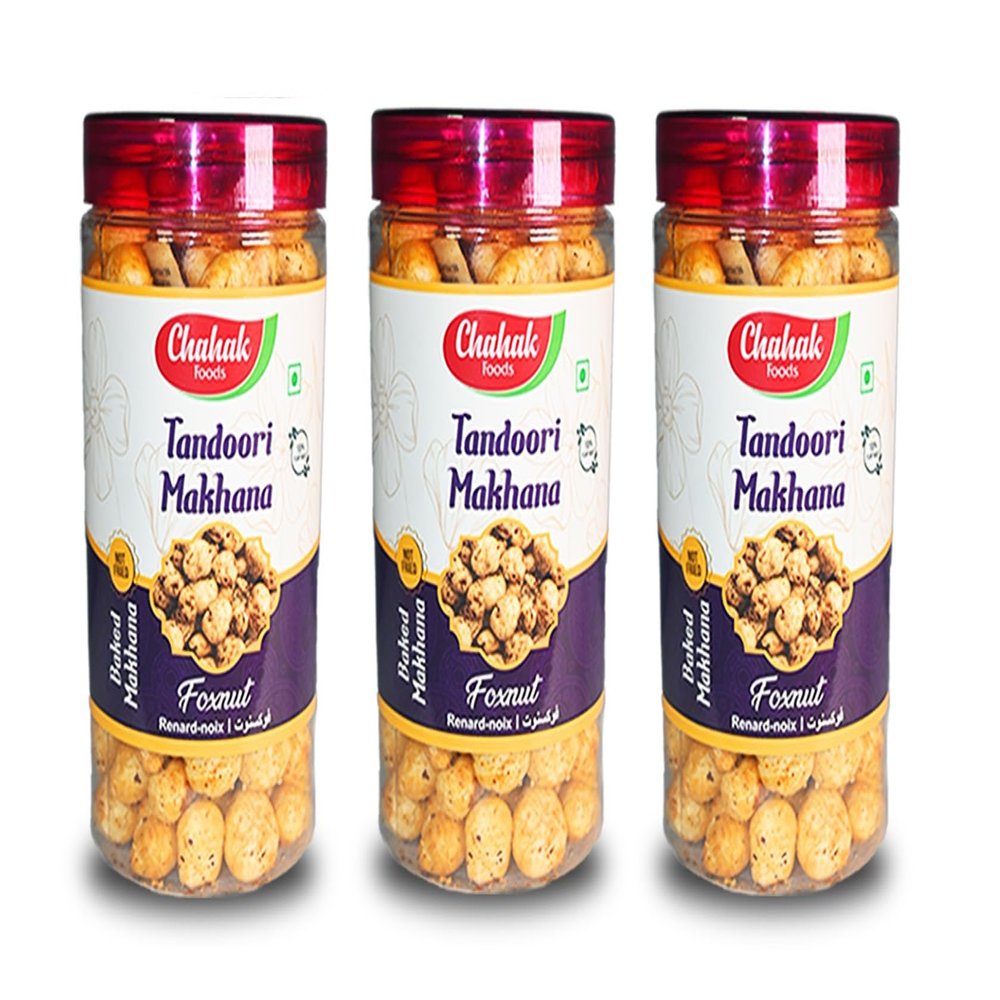 CHAHAK Tandoori Makhana | Baked | Healthy Snacks 80 gm Fox Nut Pack of 3