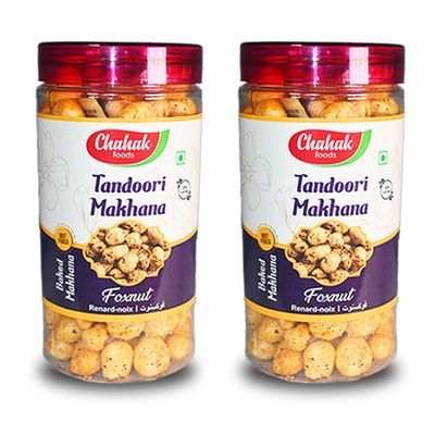 CHAHAK PARTY TASTE Tandoori Makhana Flavored and Rosted Fox Nut 80gm pack of 2