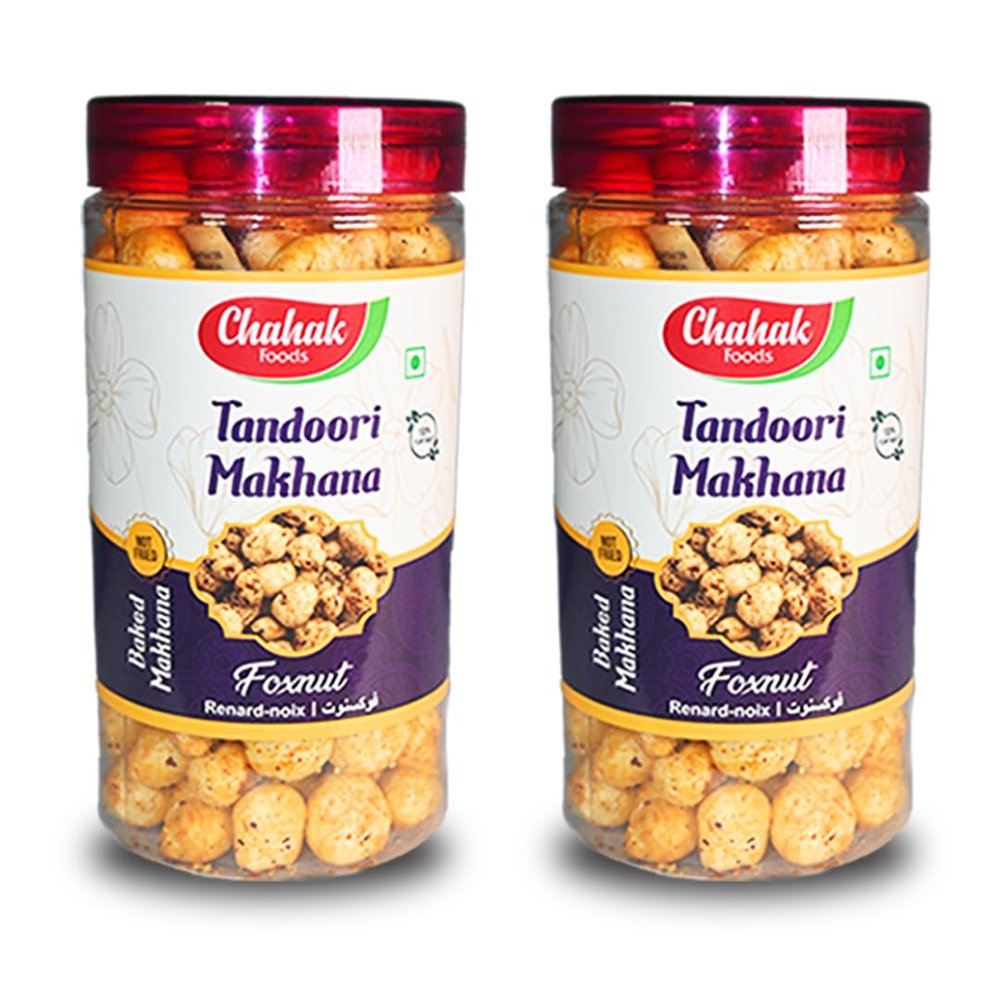 CHAHAK PARTY TASTE Tandoori Makhana Flavored and Rosted Fox Nut 80gm pack of 2