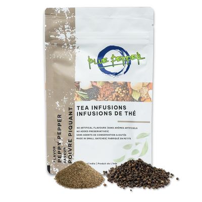 Blue Pepper Peppy Pepper Tea Infusions Blend 60g - Natural Caffeine-Free Herbal Tea Blend in Resealable Pouch | Bold and Spicy Flavor | Product of India