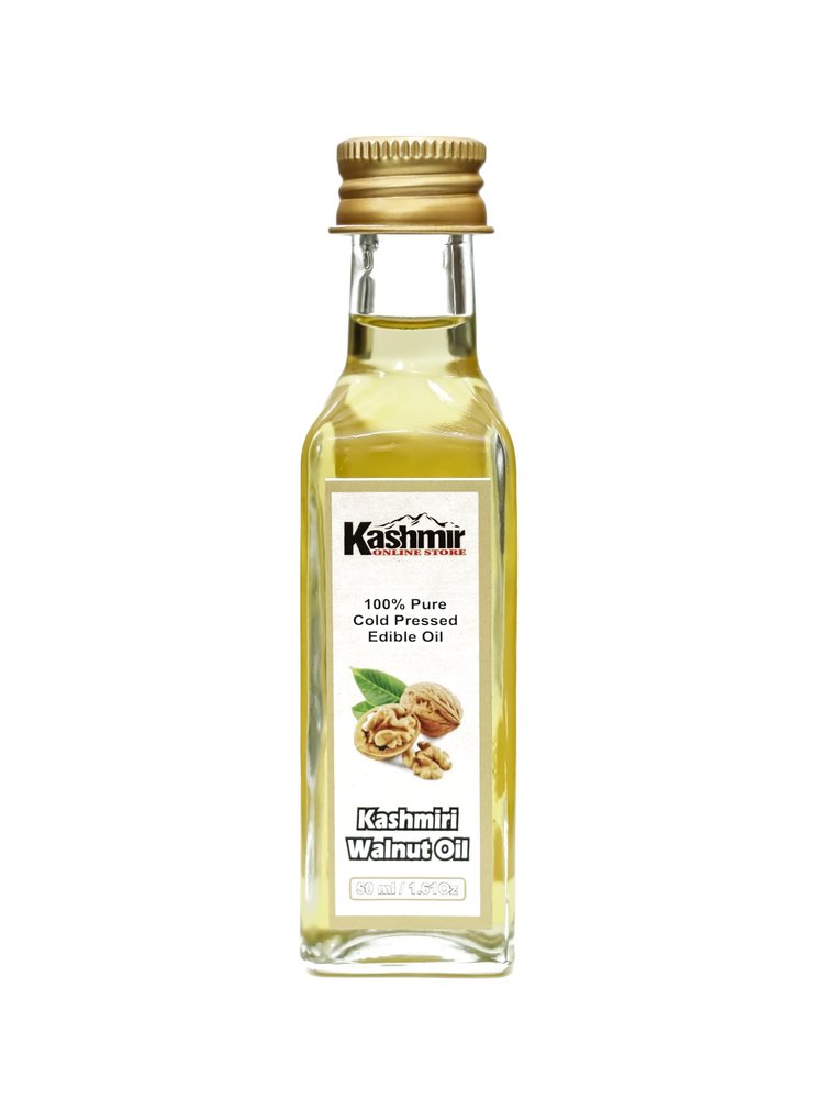Kashmir Online Store Pure And Natural Cold Pressed Edible Walnut Oil - Sweet Walnut Oil For Cooking - Good For Skin, Face And Healthy Hair Growth 50ML