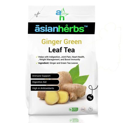 Asian Herbs Ginger Green Tea - Aiding Digestion, and Promoting Balance | Natural Herbal Wellness Blend (50grams)