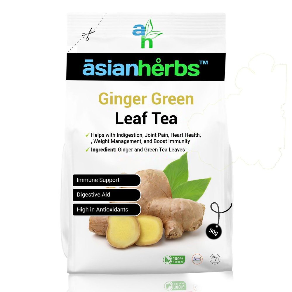 Asian Herbs Ginger Green Tea - Aiding Digestion, and Promoting Balance | Natural Herbal Wellness Blend (50grams)