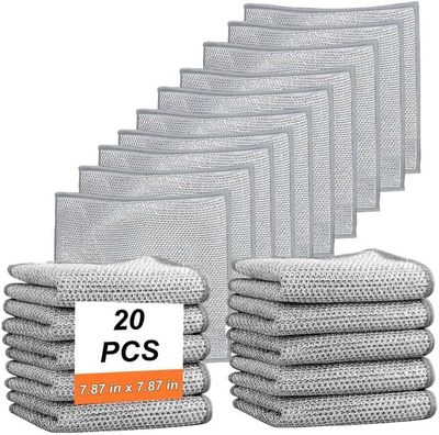Mavaa Multipurpose Stainless Steel Wire Dishwashing Rags - Reusable Non-Scratch Scrubbing Pads for Pots, Pans, Dishes, Sinks, and Stovetops | Hygienic Kitchen Dishcloths for Wet and Dry Cleaning (20)