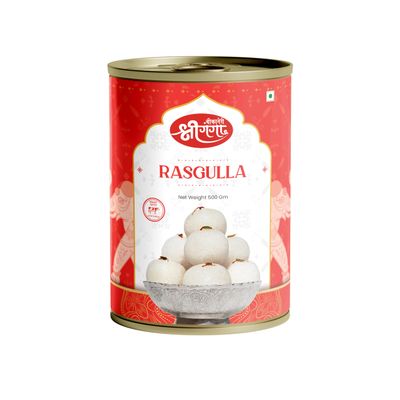 Bikaneri Shree Ganga Spongy Rasgulla, 500gm Tin, Traditional Bikaneri Sweet, Bikaneri Mithai, Shahi Sweet Delicacy 10 Pieces