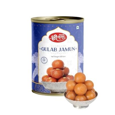 Bikaneri Shree Ganga Soft Gulabjamun, 1Kg (500gm x 2) Tin, Traditional Bikaneri Sweet, Bikaneri Mithai, Shahi Sweet Delicacy, 16 Pieces