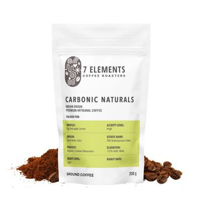 7 Elements Coffee Roasters Carbonic Naturals Ground Coffee - 250 g (Pack of 1) | Light Roast (French Press Grind) | 100% Arabica Freshly Roasted Coffee Grounds | Rich Flavorful Coffee