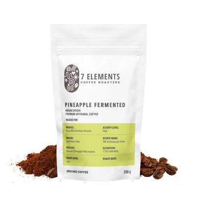 7 Elements Coffee Roasters Pineapple Fermented Ground Coffee - 250 g (Pack of 1) | Light Roast (Cold Brew Grind) | 100% Arabica Freshly Roasted Coffee Grounds | Rich Flavorful Coffee