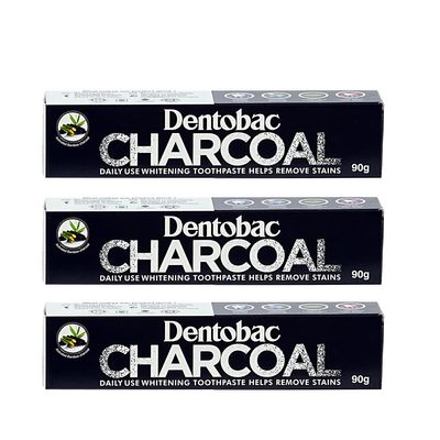 Dentobac Activated Charcoal Toothpaste 90g (Pack of 3) Whitening & Detox Formula with Fluoride Protection Fights Plaque, Stains & Cavities Cool & Refreshing Mouthfeel