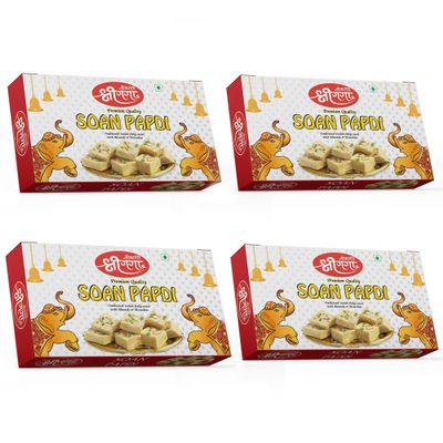 Bikaneri Shree Ganga Soft and Flaky Soan Papdi, 1.6Kg (400gm x 4) Box, Delicious Traditional Bikaneri Sweet, Bikaneri Mithai, Shahi Sweet Delicacy