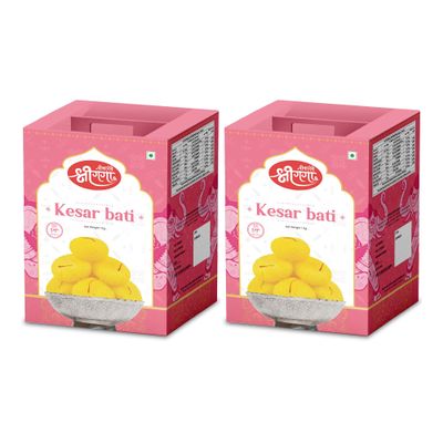 Bikaneri Shree Ganga Kesar Bati - 2kg (1Kg Pack of 2) (40 Pieces) | Soft and Delicious Indian Sweet | Perfect for Celebrations and Festivals