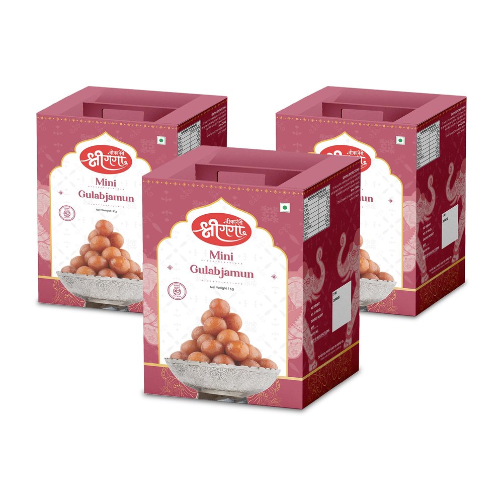 Bikaneri Shree Ganga Mini Gulab Jamun - 3Kg (1Kg Pack of 3) (90 Pieces) | Irresistibly Soft & Sweet Indian Dessert | Perfect for Celebrations & Gifting | Authentic Taste to Satisfy Your Sweet Tooth