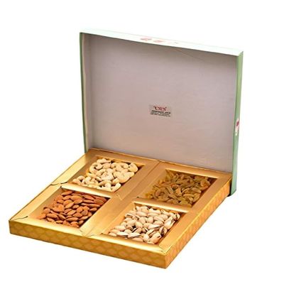 Acme Treat Royal Treat Diwalii Gift Hamper | Almonds, Cashew, Pista & Raisin with diya | Festival Gift Hamper | Birthday, Anniversary Gift Hamper | Diwali Gift Box | Diwali Gift Hamper | ER-345 | 400g