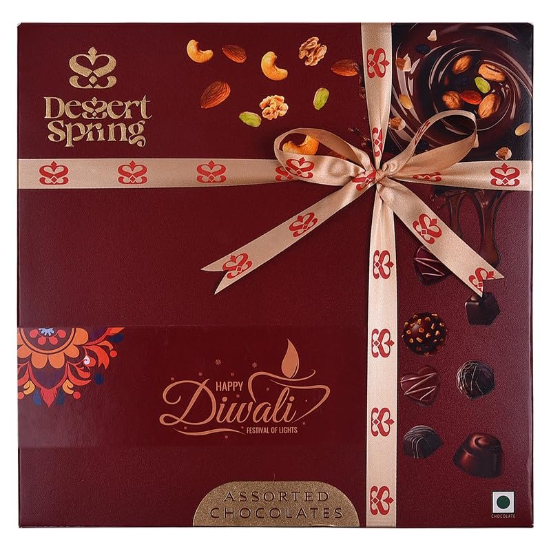 DESSERTSPRING Warm Greetings - 185G - Message Box - Red - Diwali - Gift Hamper, Formal Gifting, Corporate Gitfing, Chocolate Gift Pack