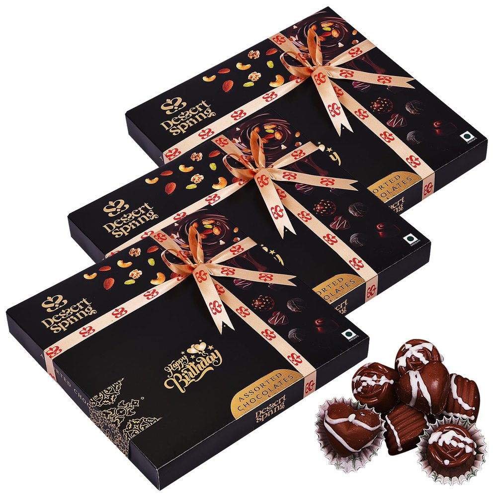 DESSERTSPRING Warm Greetings - 185G - Message Box - Black - Birthday - Gift Hamper, Formal Gifting, Corporate Gitfing, Chocolate Gift Pack - Pack Of 3