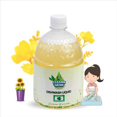 Cleanie & Genie Natural Dishwash Liquid | 750 ML (Pack Of 4) | Plant-Based |Gentle on Hands | Non-Toxic | Eco-Friendly Cleaning | Paraben-Free | Leaves No Residue And Foul Smell