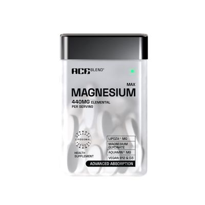 Ace Blend Max Magnesium Glycinate (120 tablets) | 1600mg Triple Complex | 440mg Elemental Magnesium | Calcium, Vegan Vitamin B12 & D3 | Promotes Deep Sleep, Muscle Recovery & Heart Health