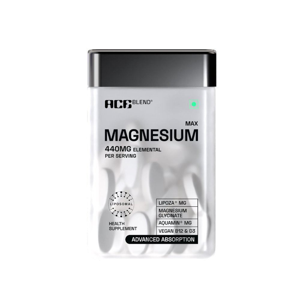 Ace Blend Max Magnesium Glycinate (120 tablets) | 1600mg Triple Complex | 440mg Elemental Magnesium | Calcium, Vegan Vitamin B12 & D3 | Promotes Deep Sleep, Muscle Recovery & Heart Health