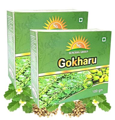 Sunchan Group Gokharu Gokshura Tribulus terrestris Sabut whole Gokharu 200 Gm (Pack of 2)