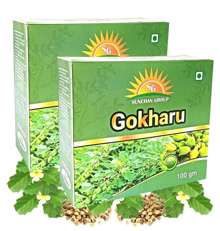 Sunchan Group Gokharu Gokshura Tribulus terrestris Sabut whole Gokharu 200 Gm (Pack of 2)