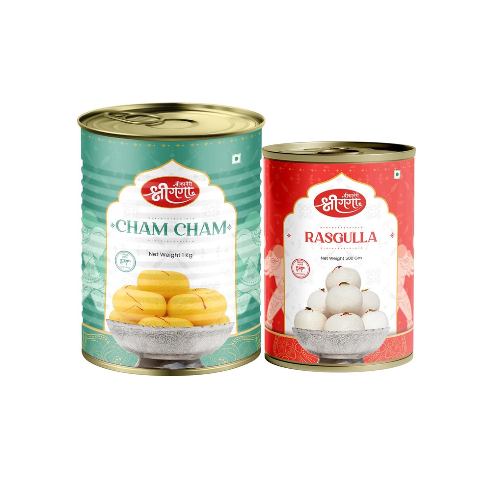 Bikaneri Shree Ganga Cham Cham 1Kg & Rasgulla 500Gm Sweets Combo - Delightful Indian Treats for Celebrations, Festivals & Gifting | A Sweet Indulgence