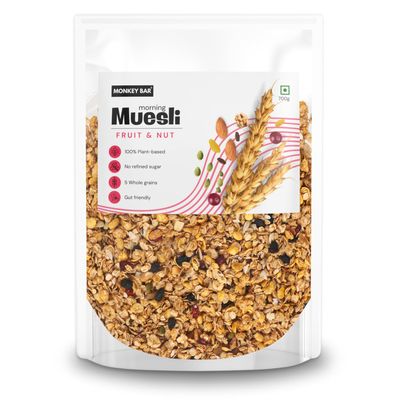 MONKEY BAR Morning Muesli - Fruit & Nut | 700g | with Probiotics | Healthy Breakfast Cereal | Granola | No refined sugar | Supersaver Pack