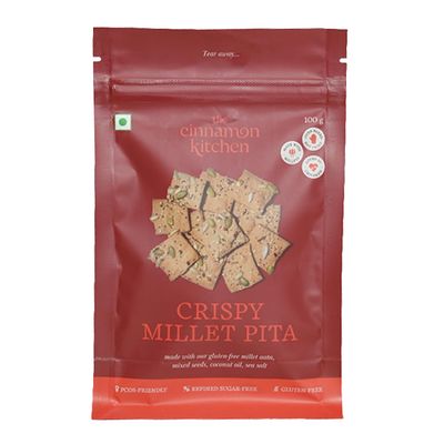 The Cinnamon Kitchen Assorted Millet Pita Duo (100 g) | Gluten Free, Organic, Refined Sugar Free, Baked Not Fried | No Maida, Dairy & Preservatives