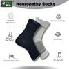 Compression Socks | Bamboo Cotton Open Toe | Women & Men | Plantar Fasciitis Socks for Neuropathy |Plantar Fasciitis Relief | Arch Support | Ankle & Foot Swelling | Black, Classic trio | Pack of 2 view 2