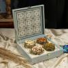 Riwaz Luxury Square Dry Fruits Gift Box | 4 Salsa Jars with Almonds, Cashews, Pistachios & Raisins | Premium Corporate, Wedding & Festive Gifting Hamper (450g) view 1
