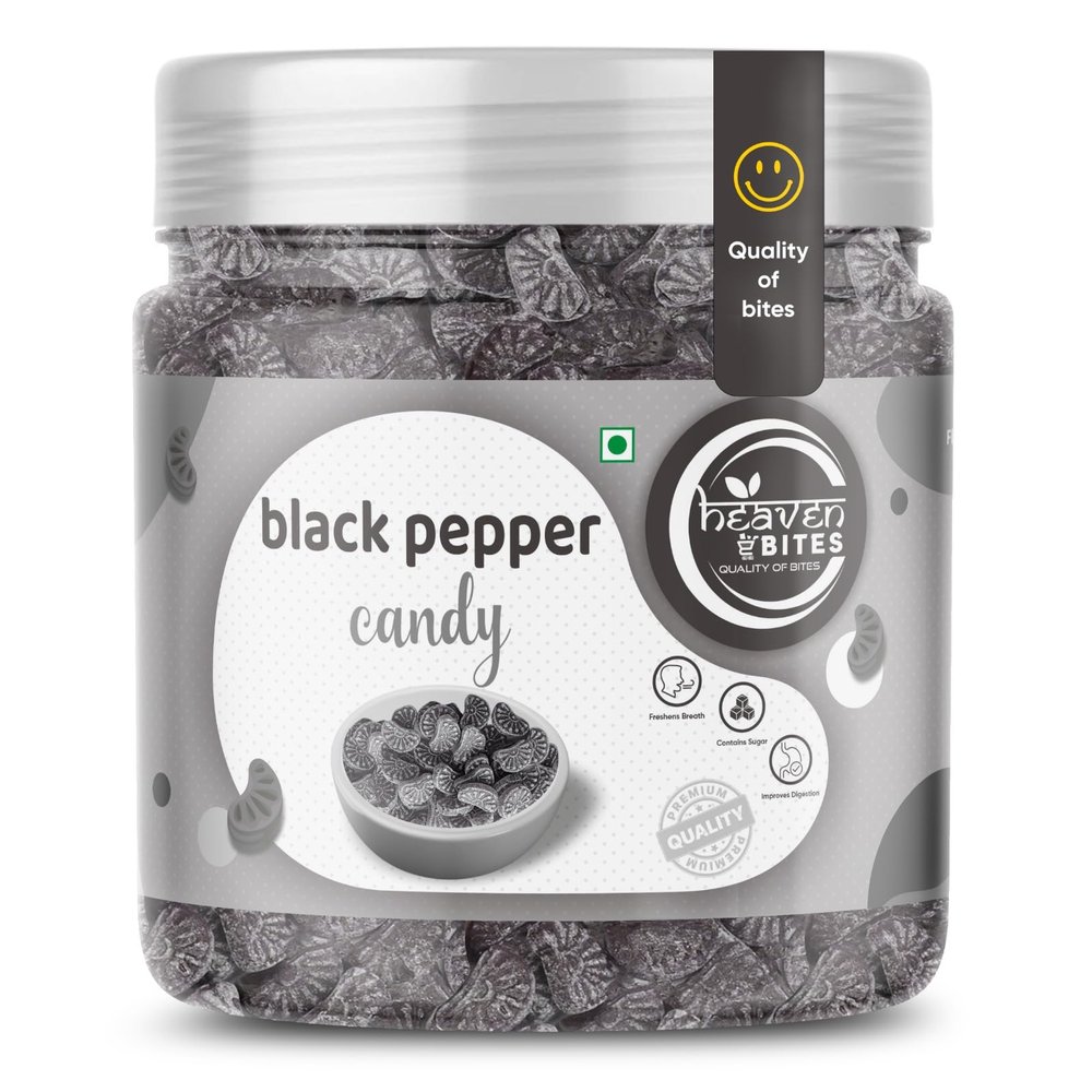 Heaven Bites Black Pepper Flavour Candy 400GM| Kali Mirch Chatpata Masala Toffee | Kalimirch Kala Khatta Mukhwas | Digestive Masala Goli