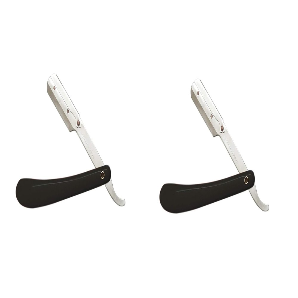 DESCTIDY Men Professional Barber Shaving Razor, Folding Straight Edge Razor Pack of 2 (2)