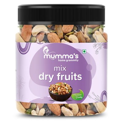 MUMMA'S HOME GRAMITY 100% Natural Trail Mix Dry Fruit 250Gram | Mixed Dry Fruits Panchmeva | Apricot, Sunflower Seeds, Pumpkin Seeds, Almond, Cashews, Mix Fruits, Dates, Black & Green Raisins