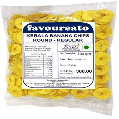 Favoureato Kerala Banana Chips - Round - Regular - 500 gm