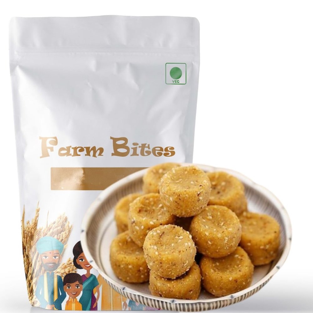 Farm Bites - Thambittu (Roasted Gram & Jaggery Laddus) | Jaggery Sweets - (1000 Grams)