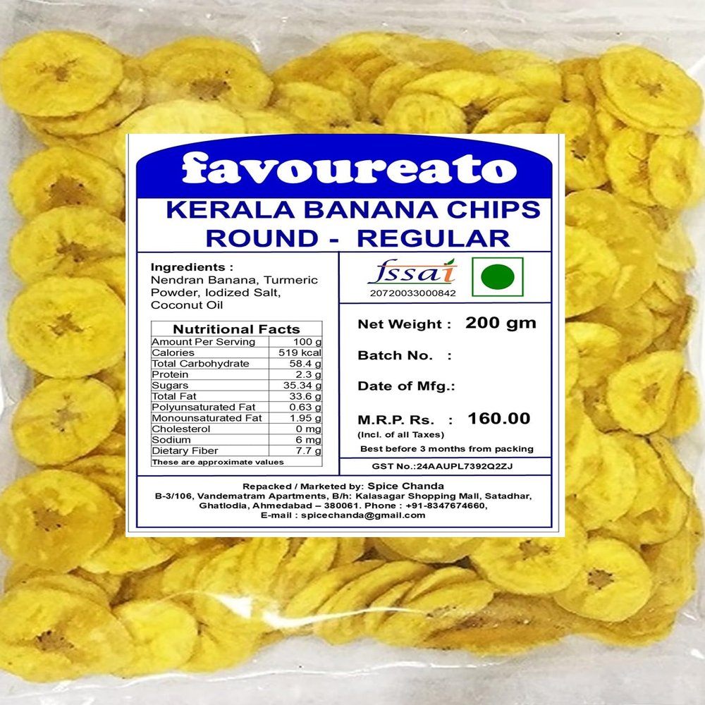 Favoureato Kerala Banana Chips - Round - Regular - 200 gm