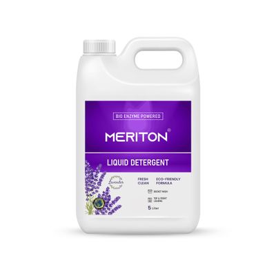 Meriton Bio Enzyme Powered Liquid Detergent For All Types Of Clothes| Lavender Scent | Fresh Clean | Eco-Friendly Formula | Suitable For Top & Front Load - 5 Liters