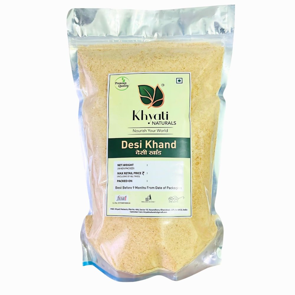 Khyati Naturals Desi Khand | Khandsari Sugar | Unprocessed Sugarcane Khandsari Sugar | Chemical & Pesticides Free | Sulphur-free Khaand (2 Kg)
