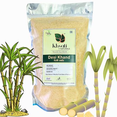 Khyati Naturals Desi Khand | Khandsari Sugar | Unprocessed Sugarcane Khandsari Sugar | Chemical & Pesticides Free | Sulphur-free Khaand (500 Gram)