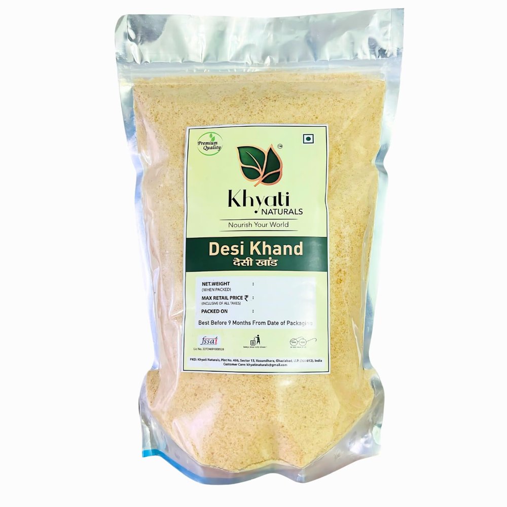 Khyati Naturals Desi Khand | Khandsari Sugar | Unprocessed Sugarcane Khandsari Sugar | Chemical & Pesticides Free | Sulphur-free Khaand (1.5 Kg)