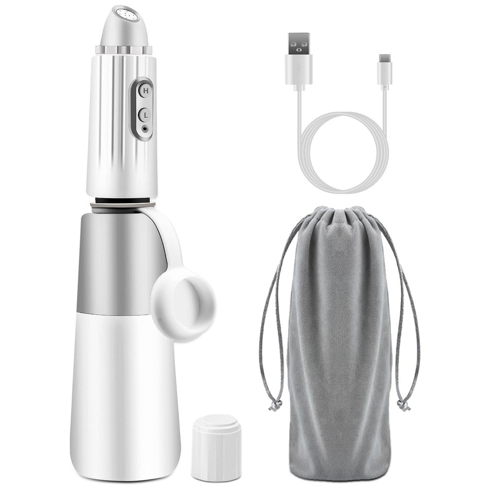 DOCAT Handheld Portable Bidet Spray Bottle for Toilet Retractable Bidet Angled Nozzle Jet Spray for Personal Hygiene Care with 2 Nozzles and Travel Pouch Bag (4 Modes Electric)