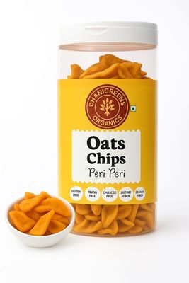 Dhanigreens Organics Salty Oats Chips Peri Peri Flavour-150gm (Pack of 1)| Natural Ingredients Snacks | Gluten-Free, Baked, Munchies, Transfat Free, Dietary Fiber | High in Protein | Lightly Seasoned