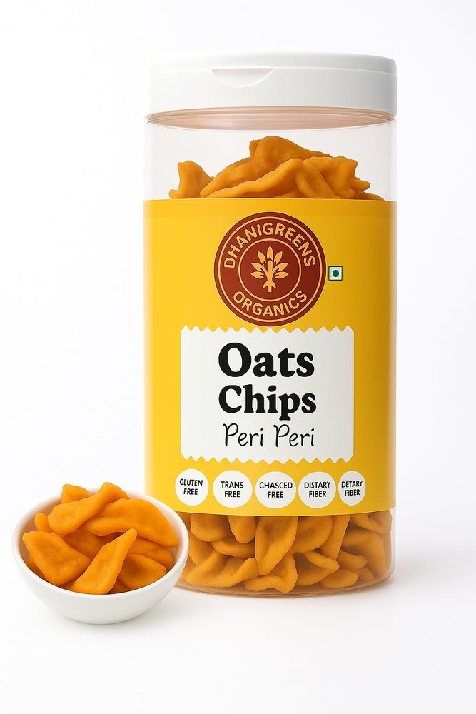 Dhanigreens Organics Salty Oats Chips Peri Peri Flavour-150gm (Pack of 1)| Natural Ingredients Snacks | Gluten-Free, Baked, Munchies, Transfat Free, Dietary Fiber | High in Protein | Lightly Seasoned