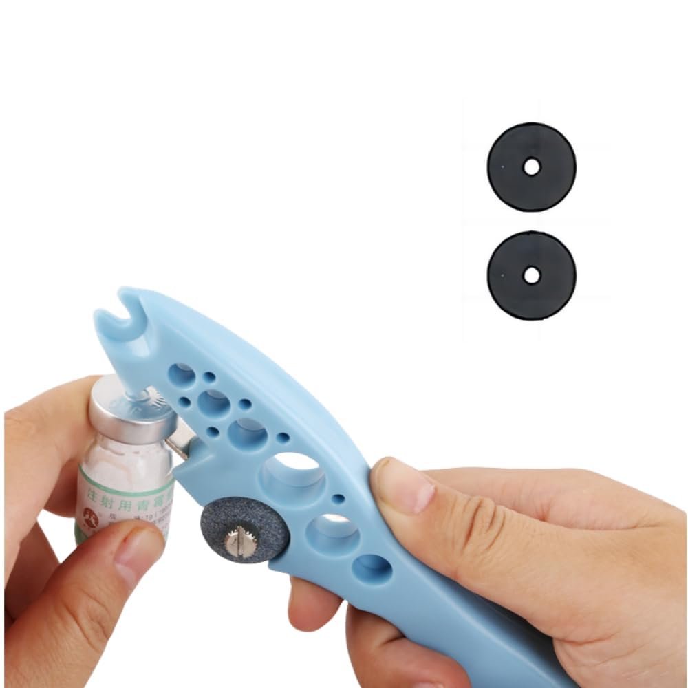 Drizop Ampoule Bottle Cutter Ampule Breaker Vial Opener Ampoule Cutting Tool Device Pill Cutter,2 Replaceable Grinding Wheels Pharmacy Spatula,Pill Cutter for Small Pills,Vial decapper,Pill Splitter